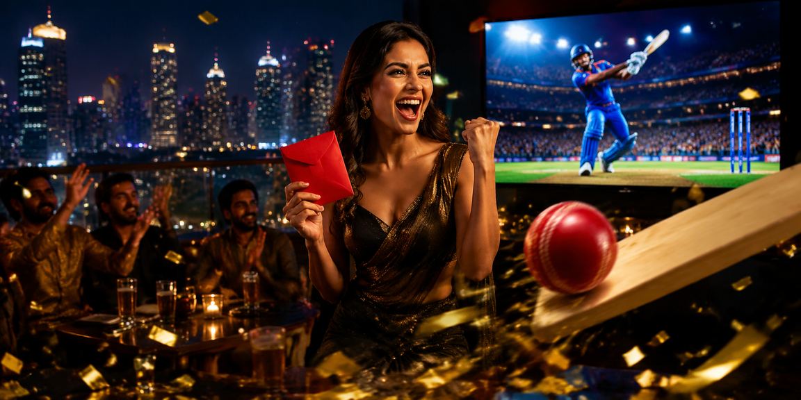 Cricket betting match with players watching game from mobile device